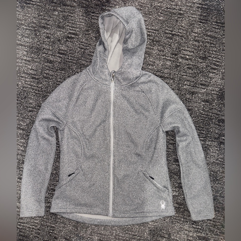 Spyder Women’s Full-Zip Fleece Hoodie – Heather Gray, Size Large